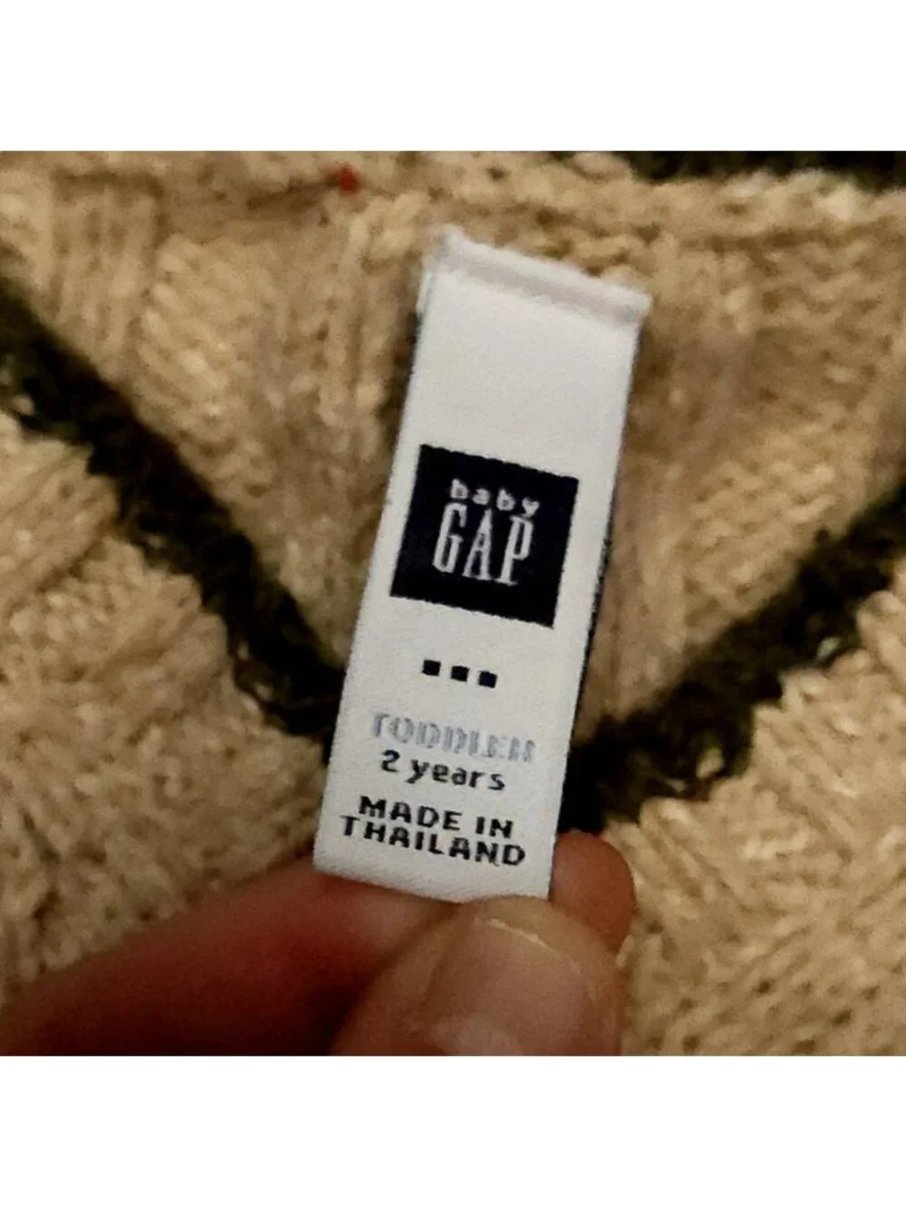 Baby Gap Toddler Boys Cream Brown Wool Blend Sweater 2